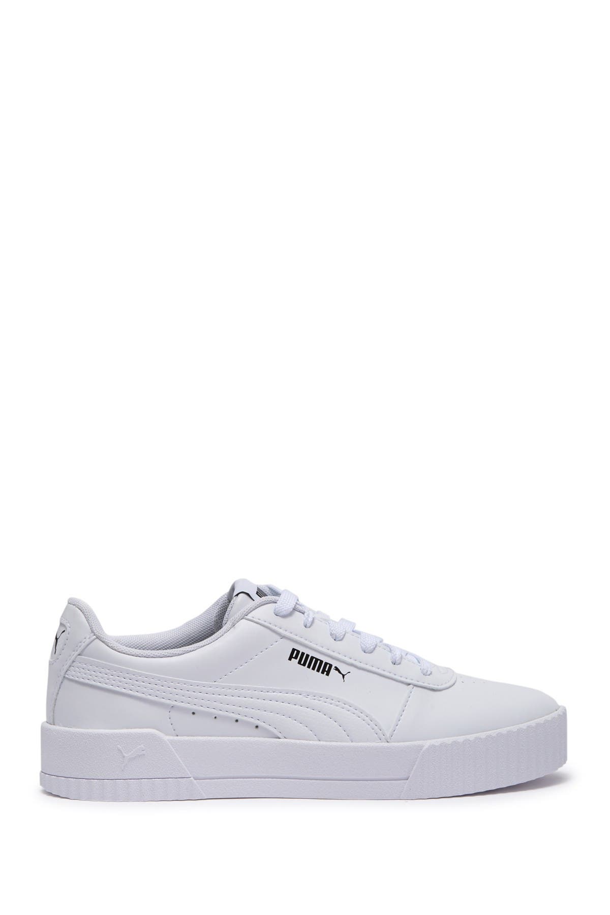 PUMA Carina Leather Platform Sneaker, Alternate, color, Puma White-Puma White
