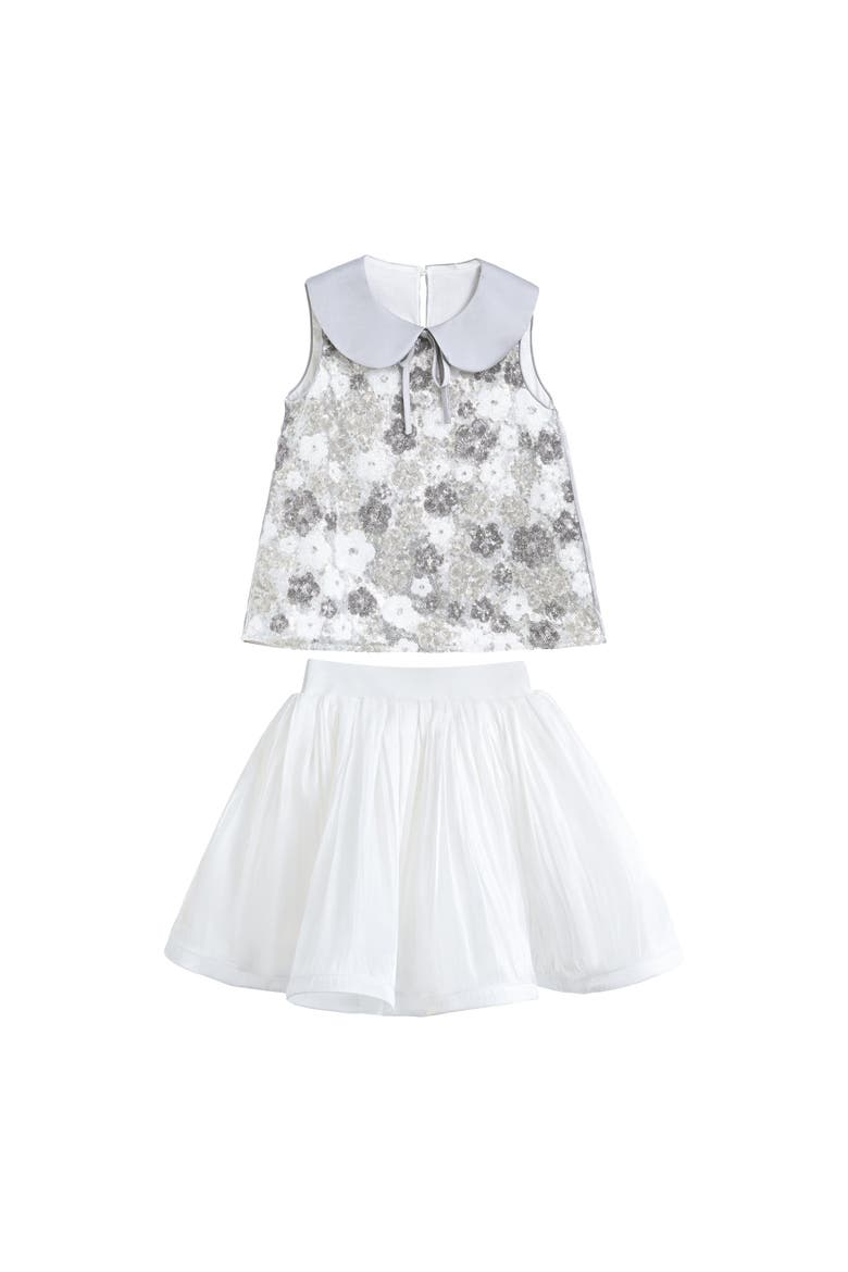 Floral Sleeveless Skirt Set, Main, color, Grey