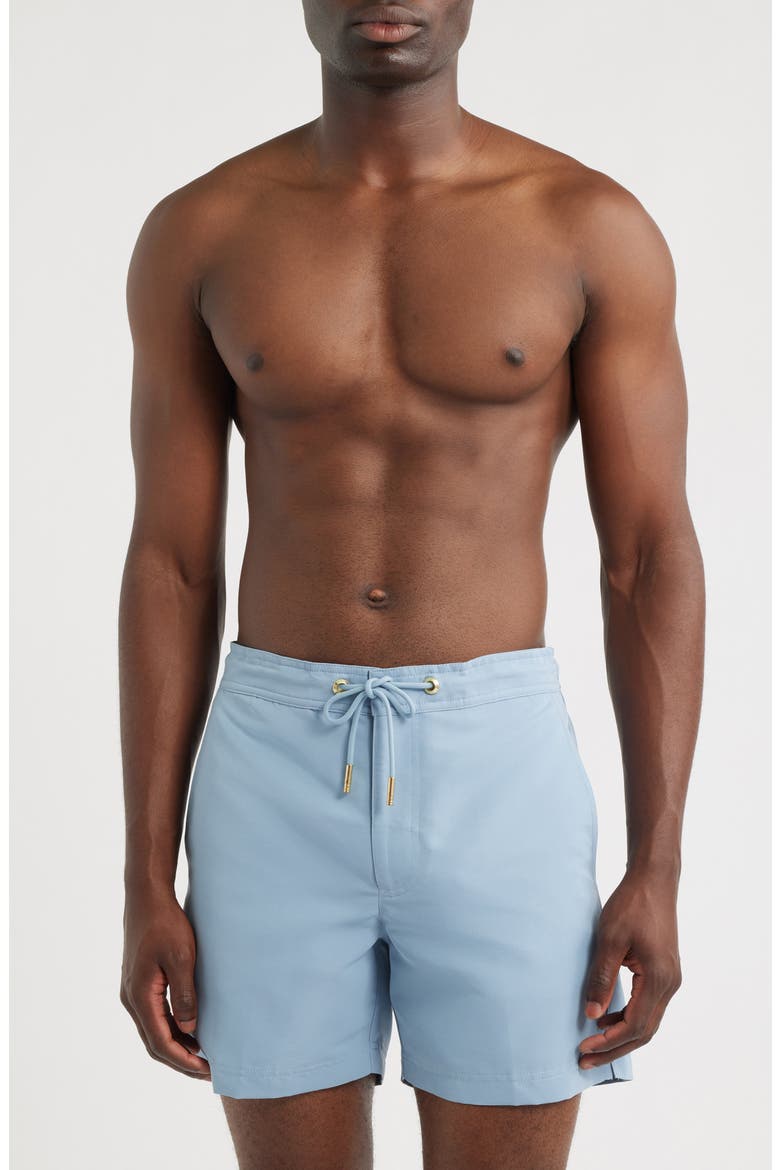 Oceano Drawstring Swim Trunks, Main, color, POWDER BLUE- 07