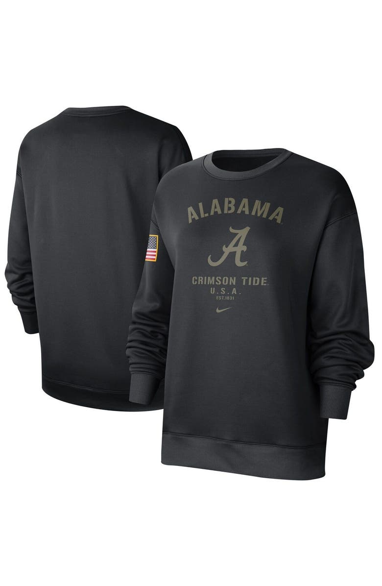 Nike Women's Nike Black Alabama Crimson Tide Military Appreciation Therma Performance All-Time Pullover Sweatshirt, Main, color, 