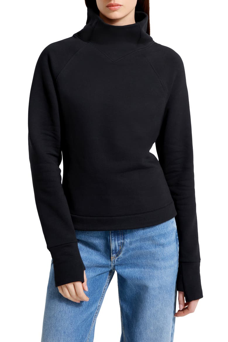 Washington Mock Neck Sweatshirt, Alternate, color, BLACK