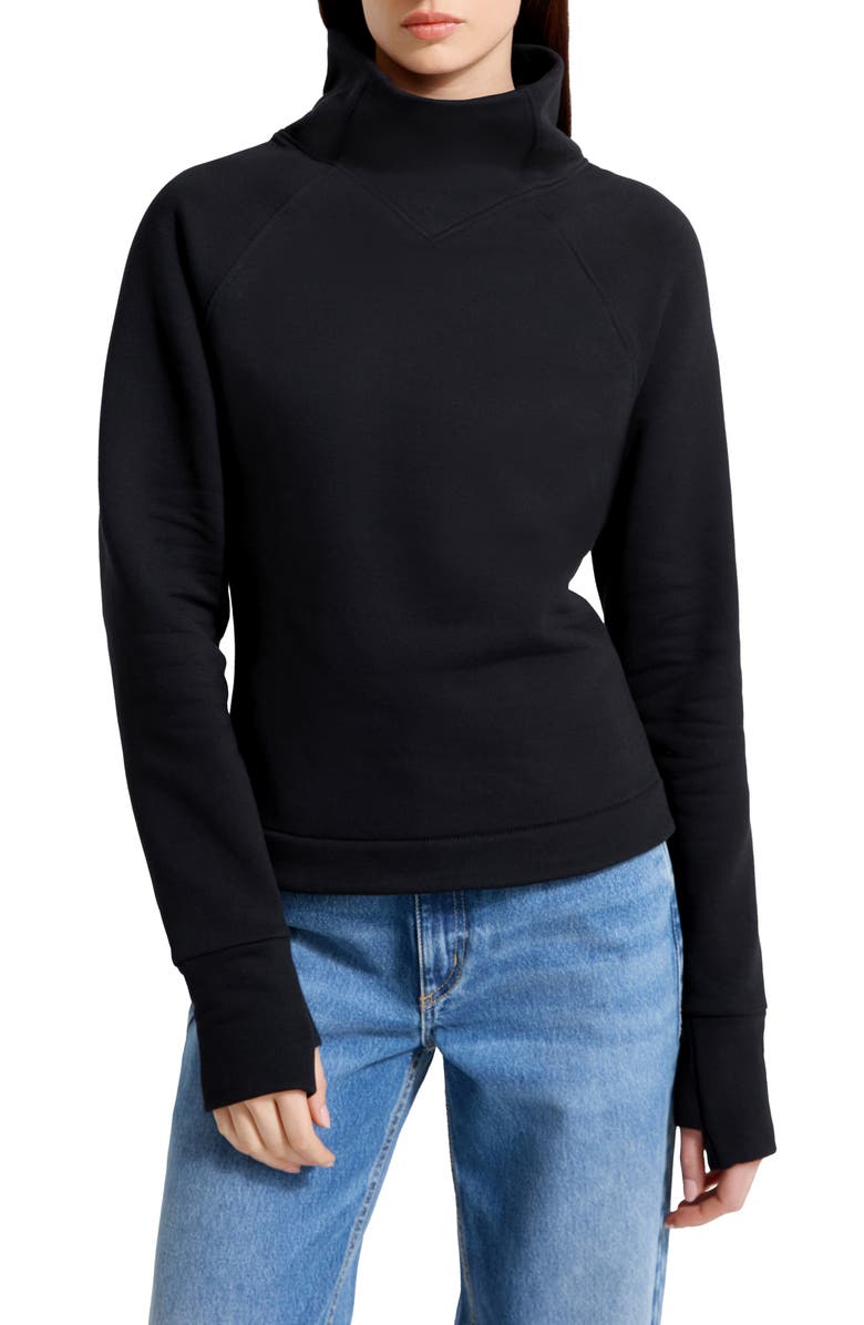Marcella Washington Mock Neck Sweatshirt, Alternate, color, Black