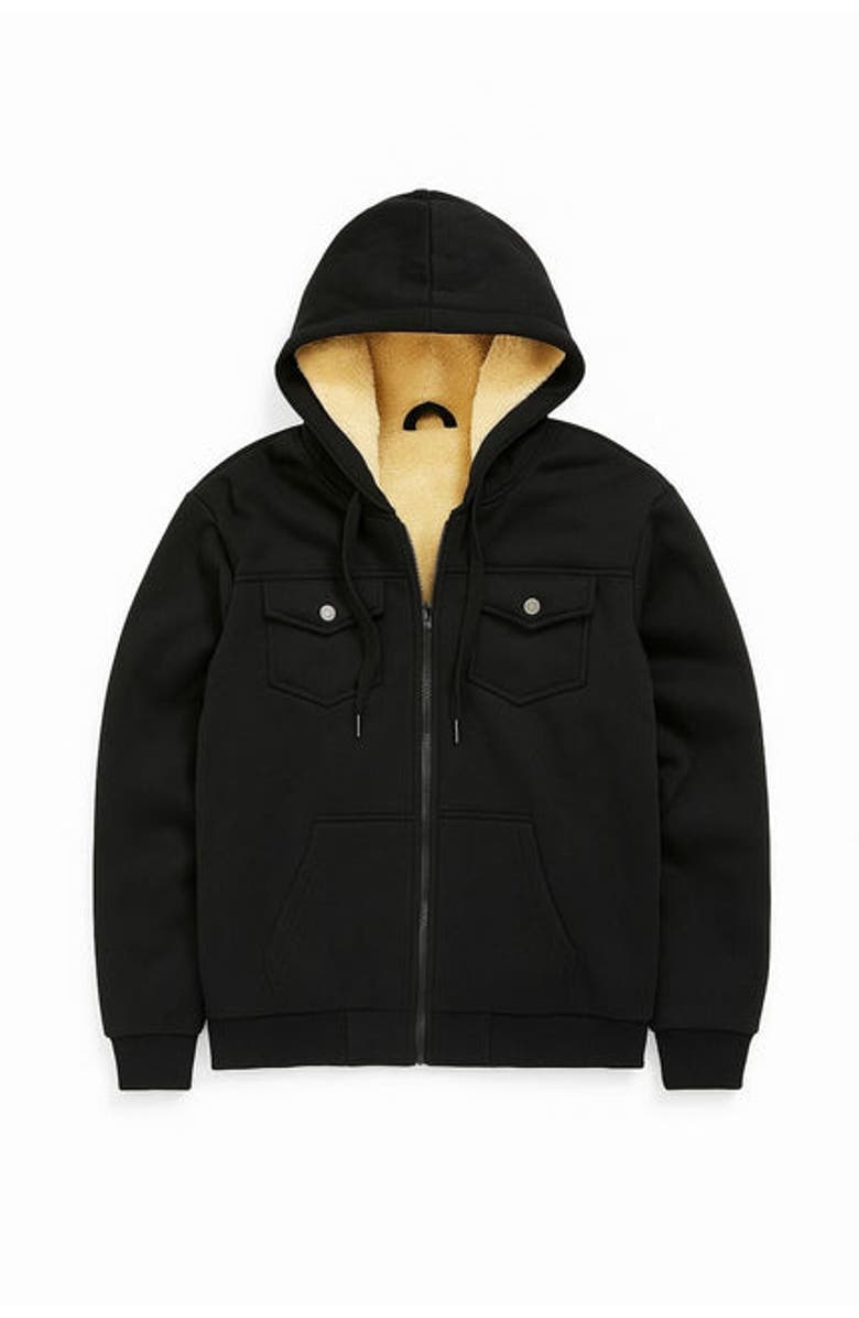 BenBen 2 Pack Mens Heavyweight Fur Lined Zip Hoodie Jacket, Alternate, color, Black/Grey