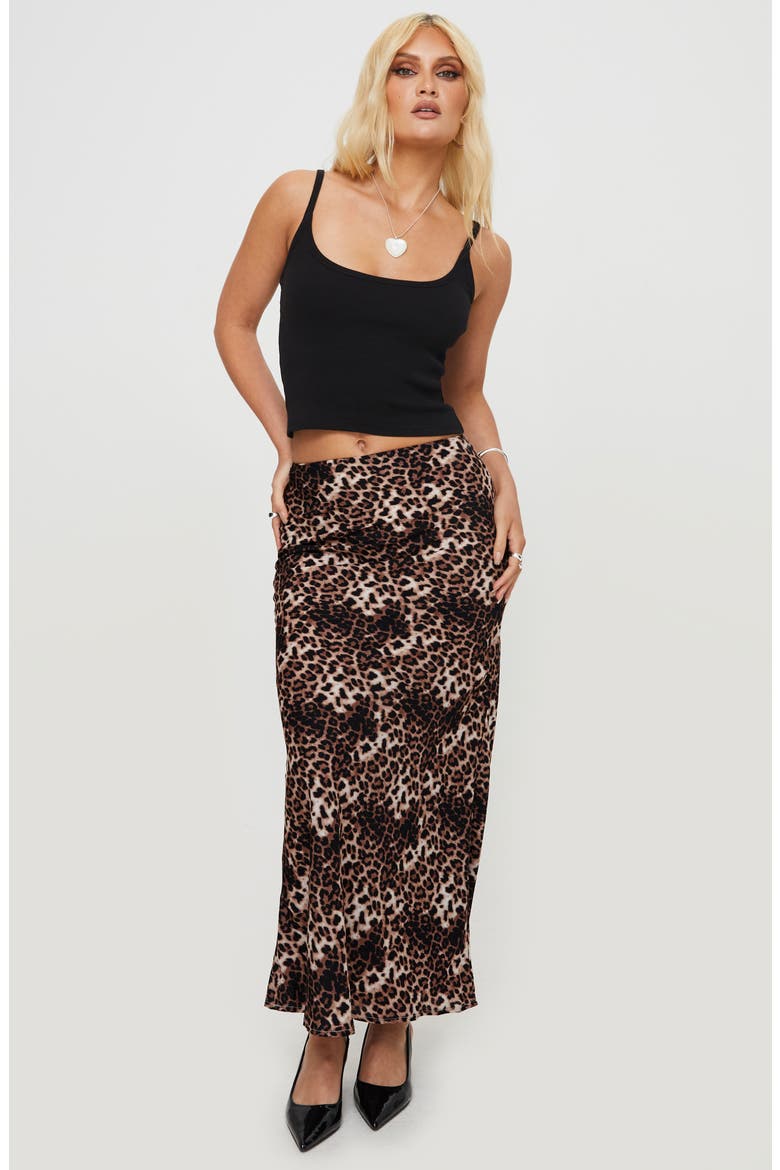 Emily Leopard Print Maxi Skirt, Alternate, color, BROWN