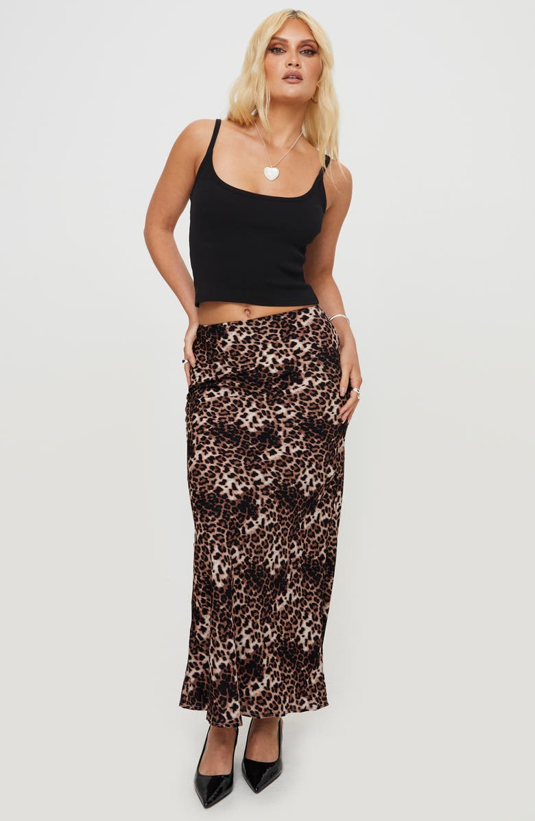 Princess Polly Emily Leopard Print Maxi Skirt, Alternate, color, Brown