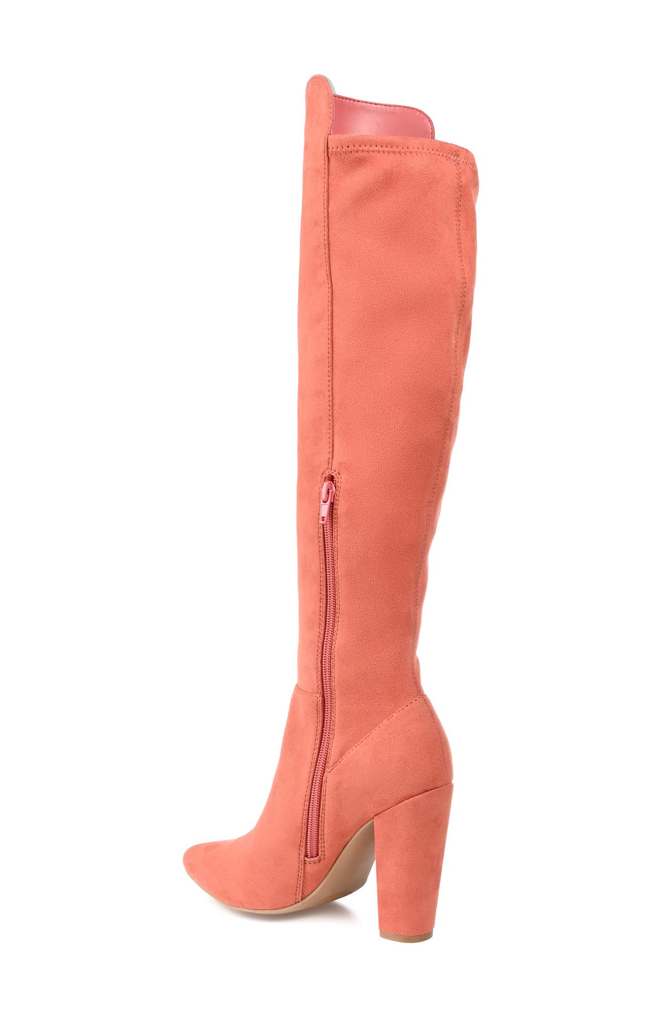 Dominga Block Heel Vegan Leather Boot, Alternate, color, CLAY