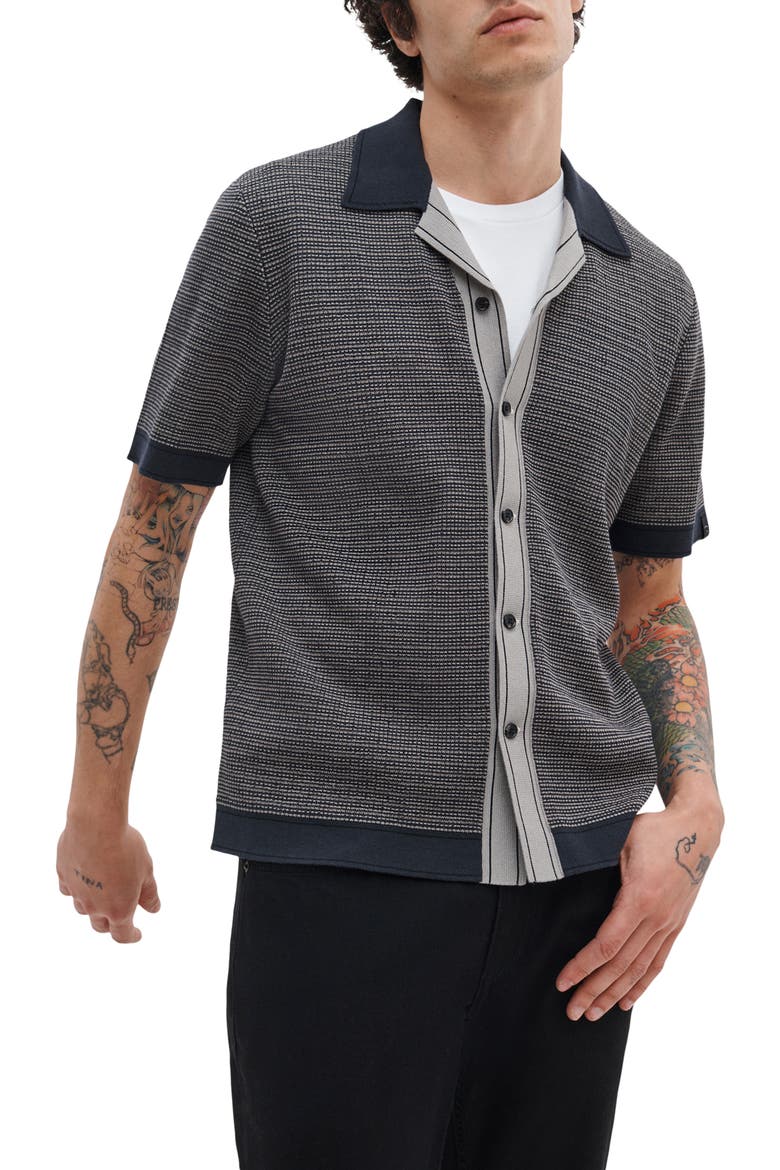 Harvey Block Stitch Camp Shirt, Alternate, color, SLATE NAVY
