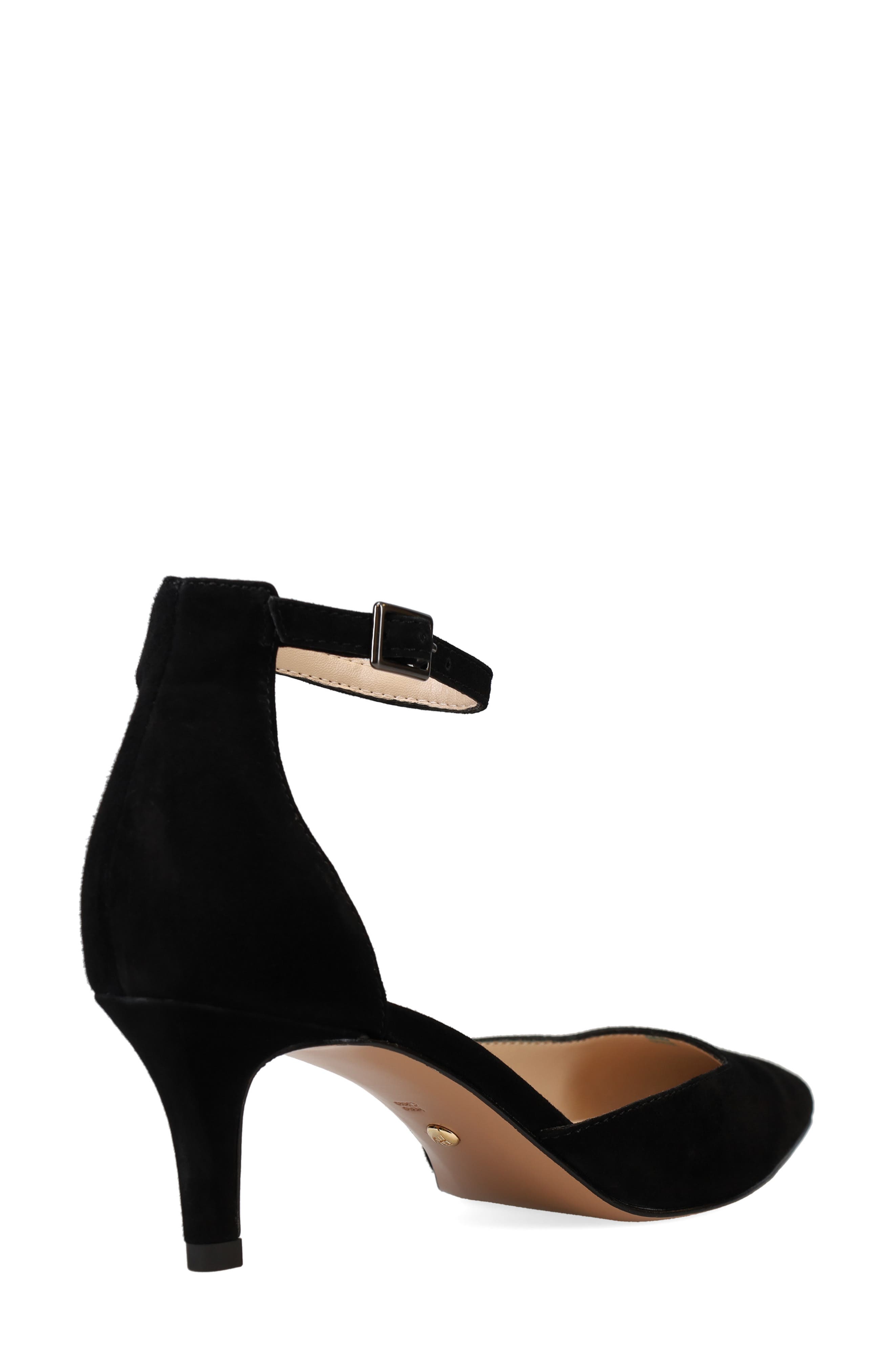 Pelle Moda Kendal Ankle Strap Pointed Toe Kitten Heel Pump, Alternate, color, Black