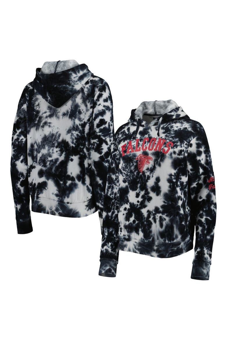 Women's New Era Black Atlanta Falcons Cloud Dye Fleece Pullover Hoodie, Main, color, Black
