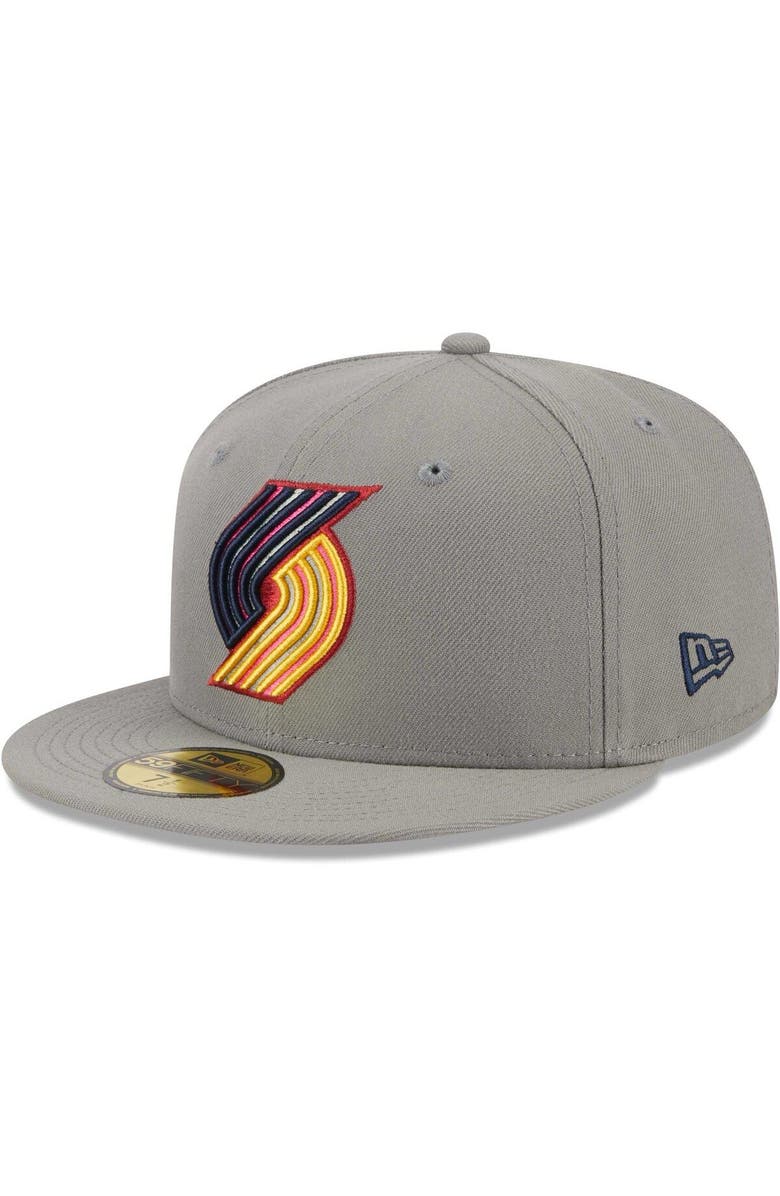 New Era Men's New Era Gray Portland Trail Blazers Color Pack 59FIFTY Fitted Hat, Alternate, color,