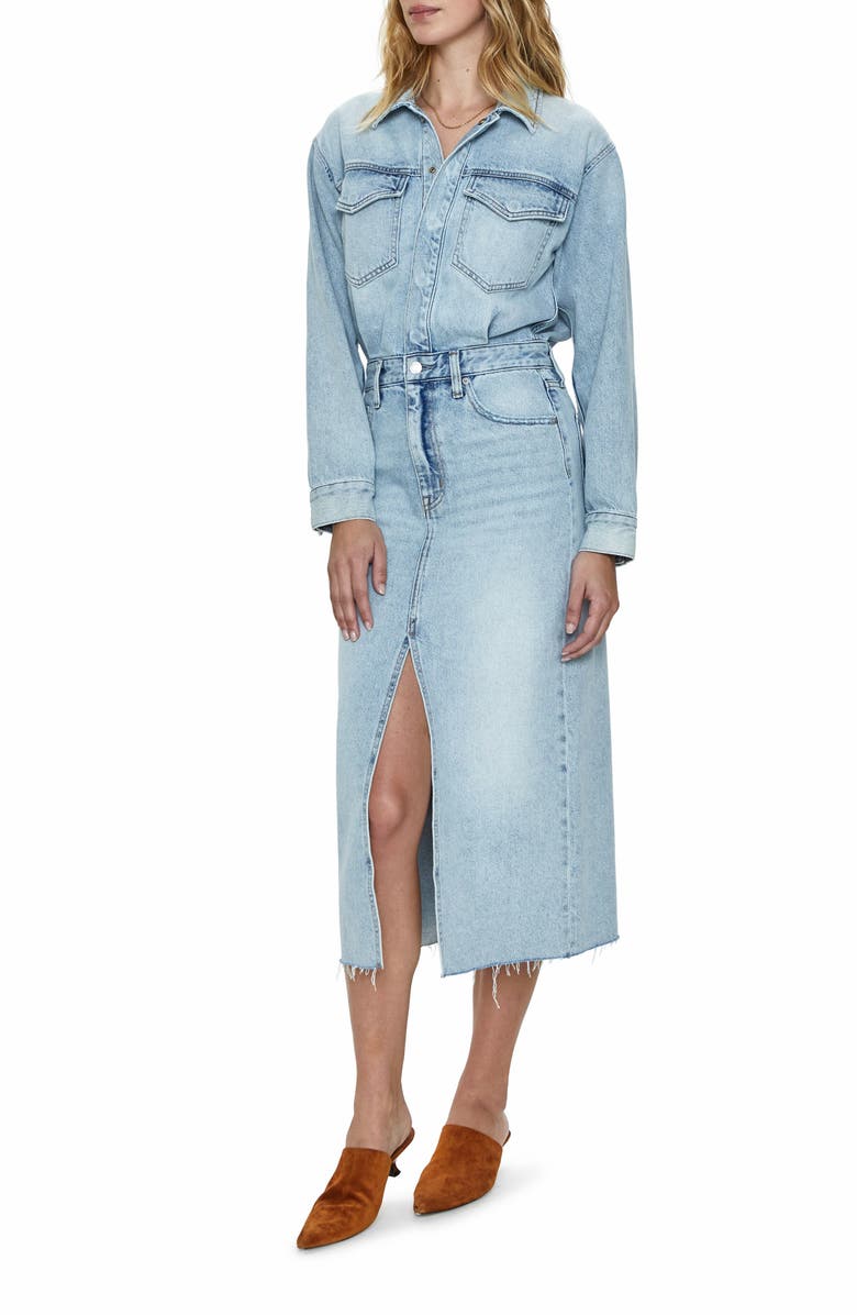 Pistola Amira Long Sleeve Denim Midi Dress, Alternate, color, Riviera