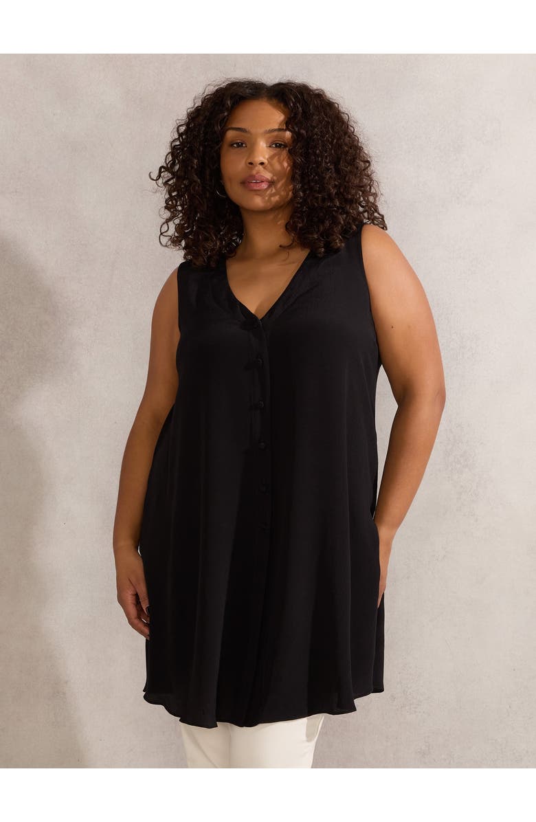 Live Unlimited Split Front Tunic, Main, color, Black