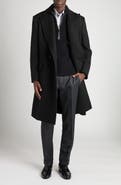 TOM FORD Double Breasted Black Wool Overcoat