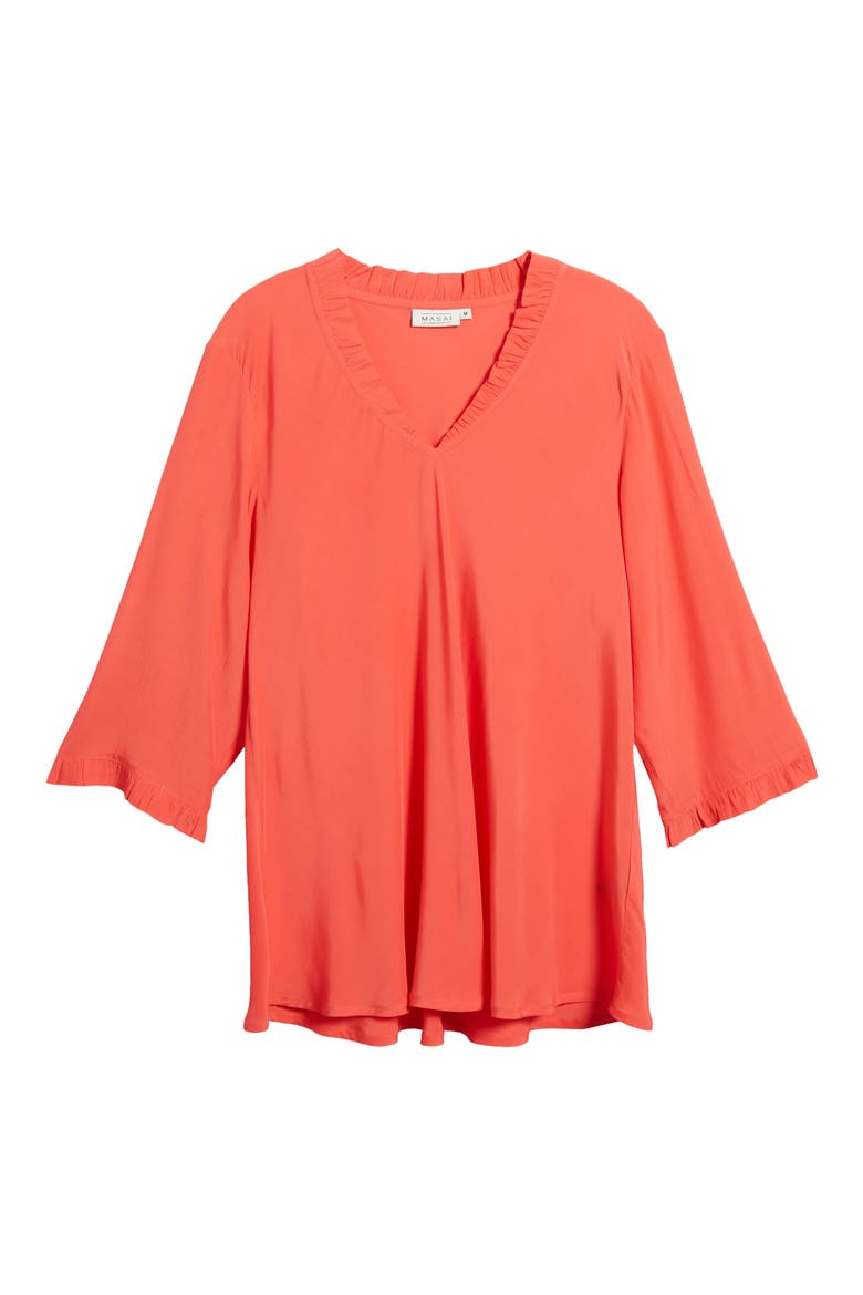 Birgit V-Neck Tunic Blouse, Alternate, color, HIBISCUS