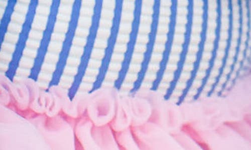 RUFFLEBUTTS RUFFLEBUTTS SEERSUCKER LONG SLEEVE ONE-PIECE SWIMSUIT