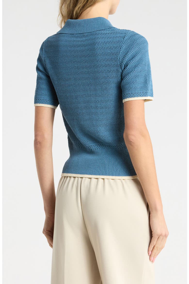 Costi Short Sleeve Polo Sweater, Alternate, color, FOG BLUE