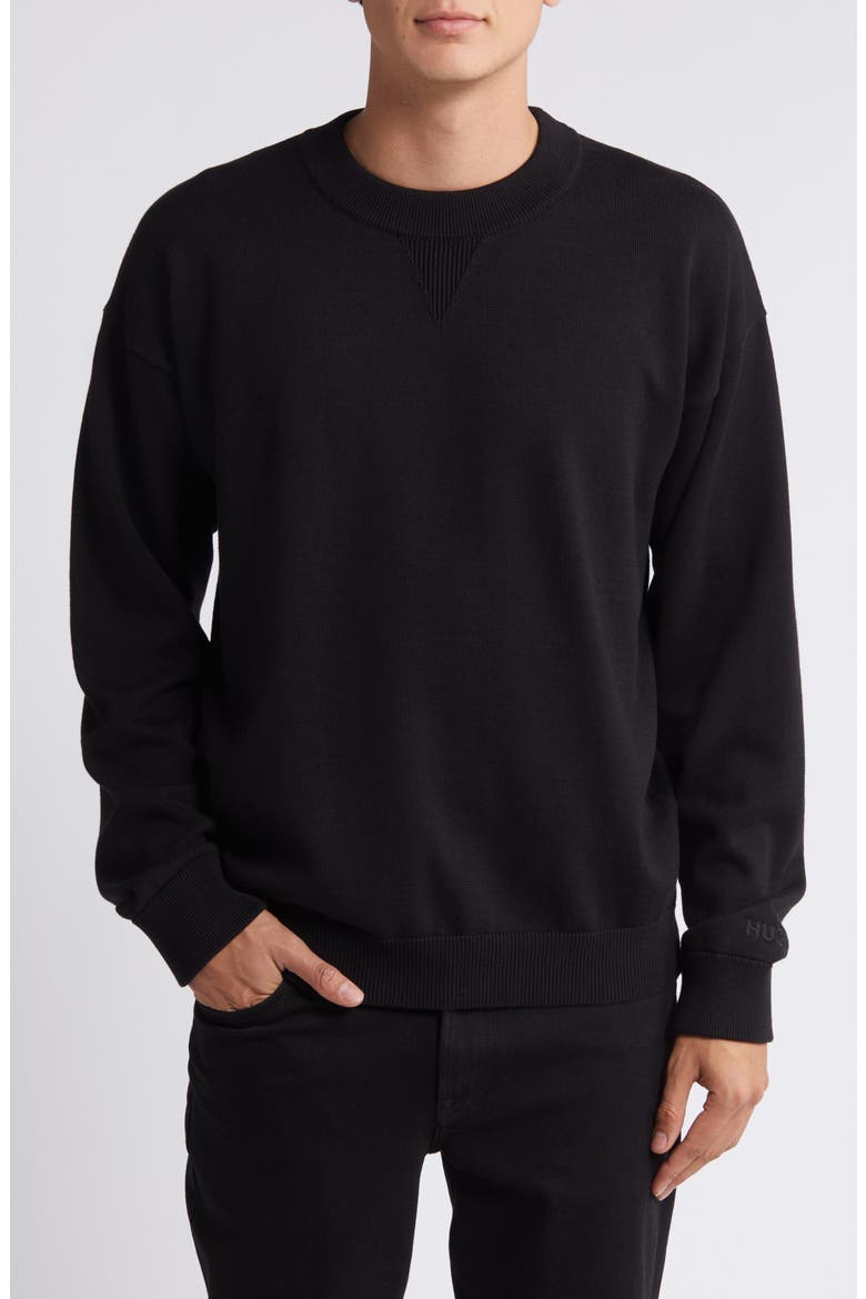 Swart Relaxed Sweater, Main, color, BLACK
