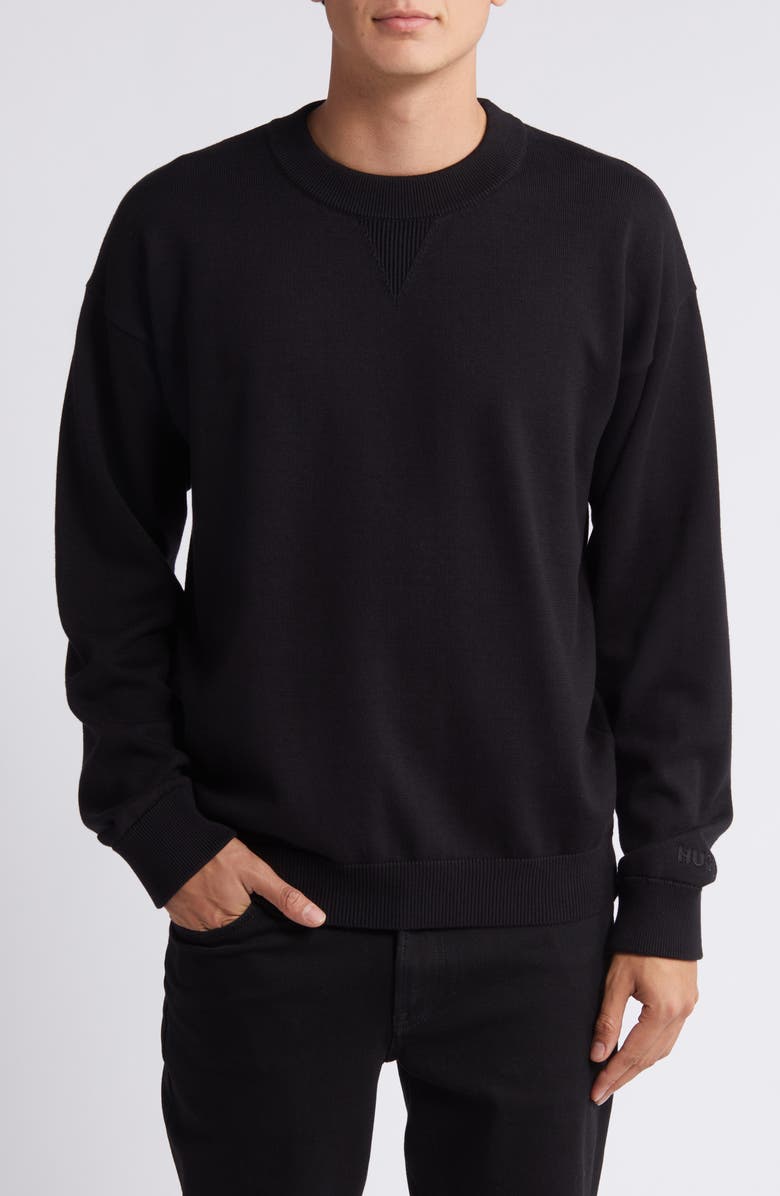 HUGO Swart Relaxed Sweater, Main, color, Black