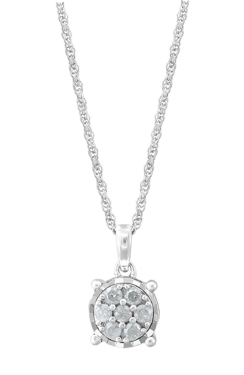 EFFY Sterling Silver Pavé Diamond Round Pendant Necklace, Main, color, Silver