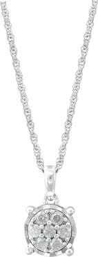 EFFY Sterling Silver Pavé Diamond Round Pendant Necklace