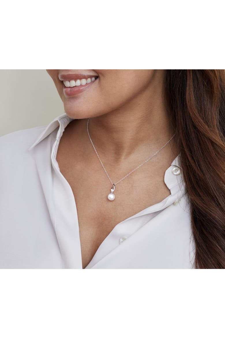 Akoya Pearl & Diamond Lois Pendant, Alternate, color, White Gold