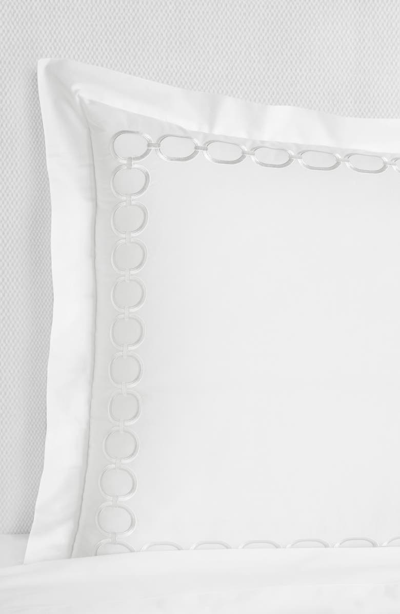 SFERRA Catena Cotton Percale Euro Pillow Sham, Main, color, White/ Lunar