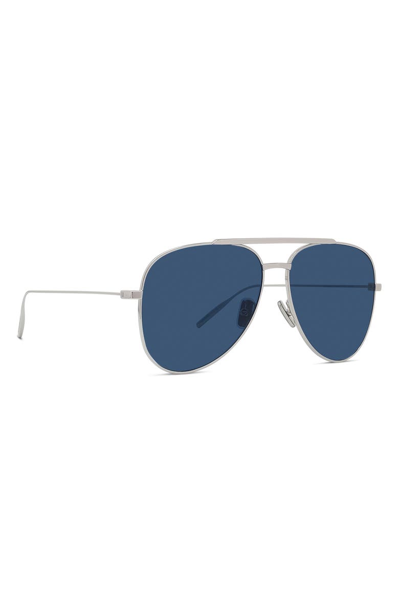 Givenchy GV Speed 59mm Pilot Sunglasses, Alternate, color, Shiny Palladium / Blue