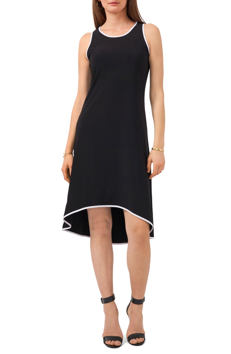 Chaus High/Low Matte Jersey Dress, Main, color, Black
