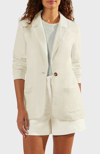 Matty M . Bronson Linen Blend Blazer In White