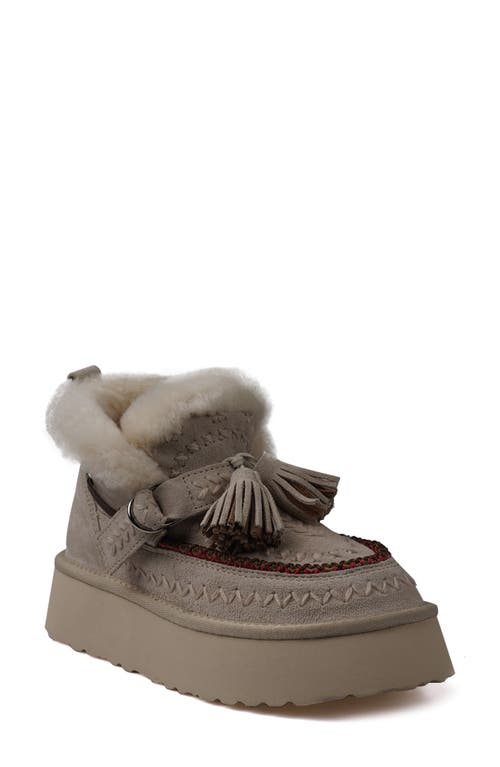Zigi Faux Fur Tassel Bootie In Off White Suede