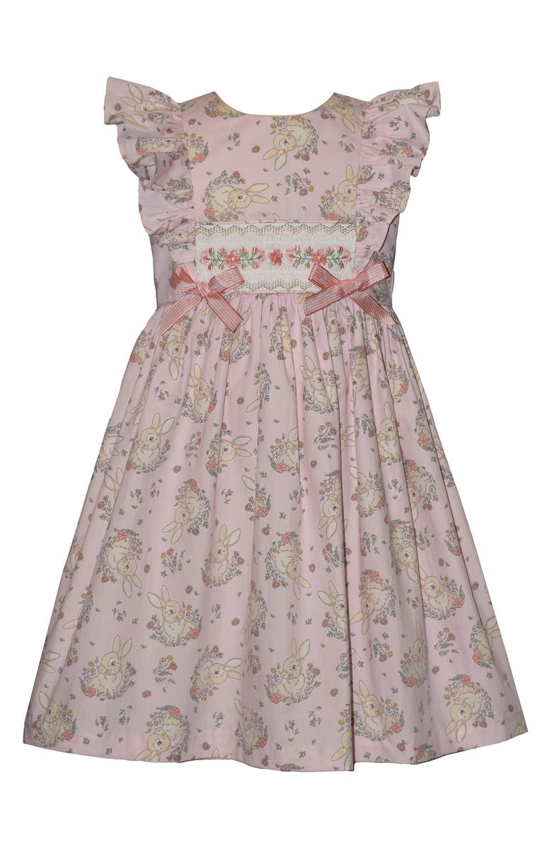 Iris & Ivy Kids' Smocked Flutter Sleeve Dress, Main, color, Pink