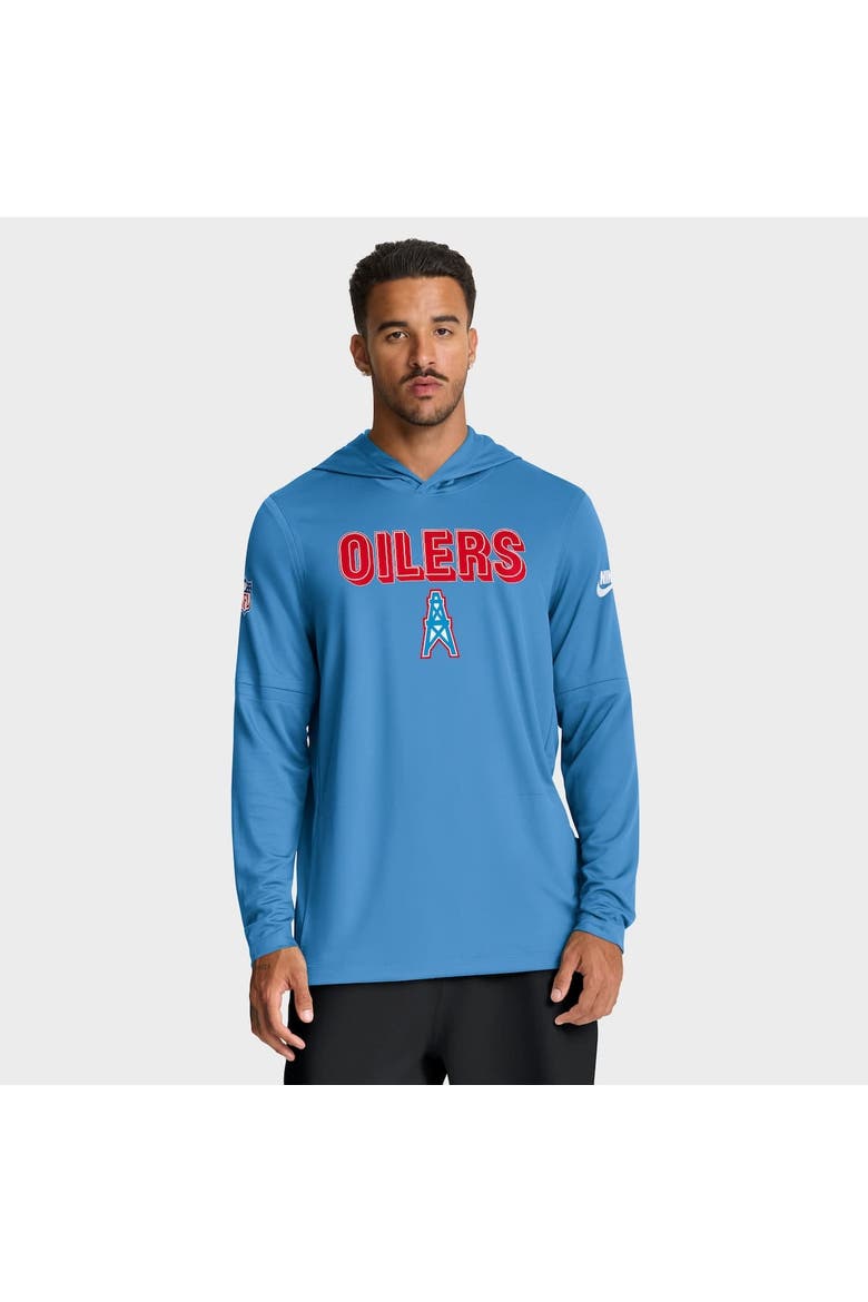 Men's Nike Light Blue Tennessee Titans Oilers Throwback Alt Pack Performance Long Sleeve Hoodie T-Shirt, Main, color, Light Blue