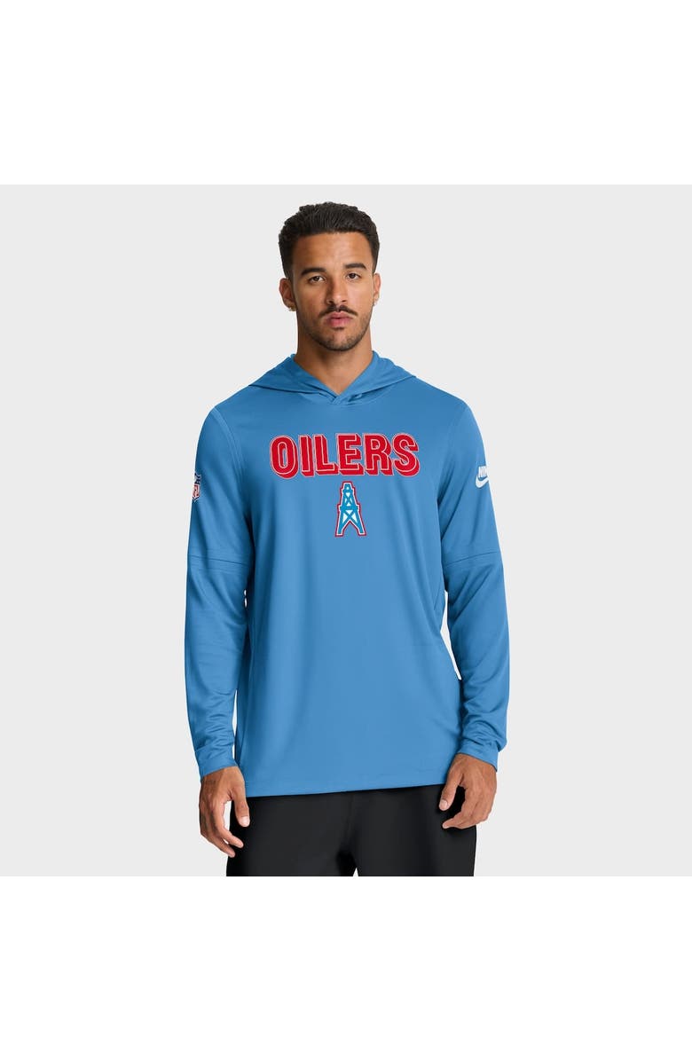 Nike Men's Nike Light Blue Tennessee Titans Oilers Throwback Alt Pack Performance Long Sleeve Hoodie T-Shirt, Main, color, Light Blue