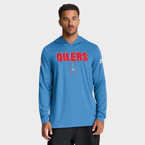 Men's Nike Light Blue Tennessee Titans Oilers Throwback Alt Pack Performance Long Sleeve Hoodie T-Shirt