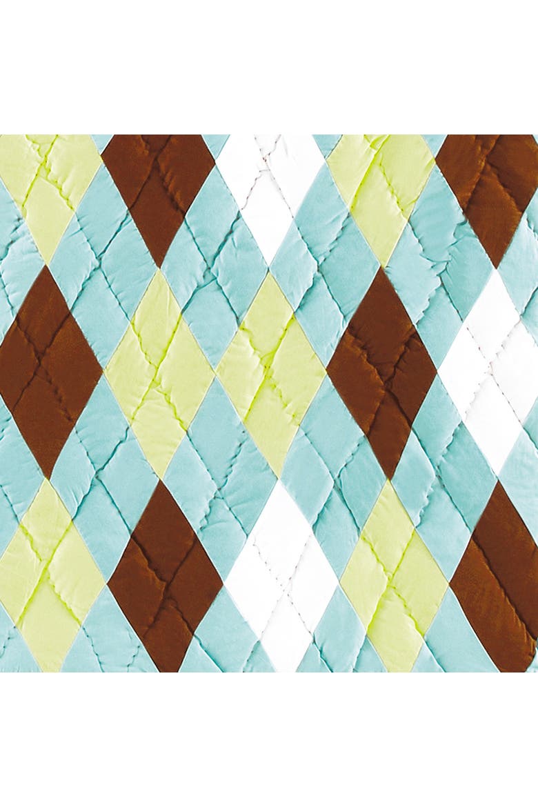 Argyle Aqua Cotton Quilted 50" x 60" Throw Blanket, Alternate, color, Blue