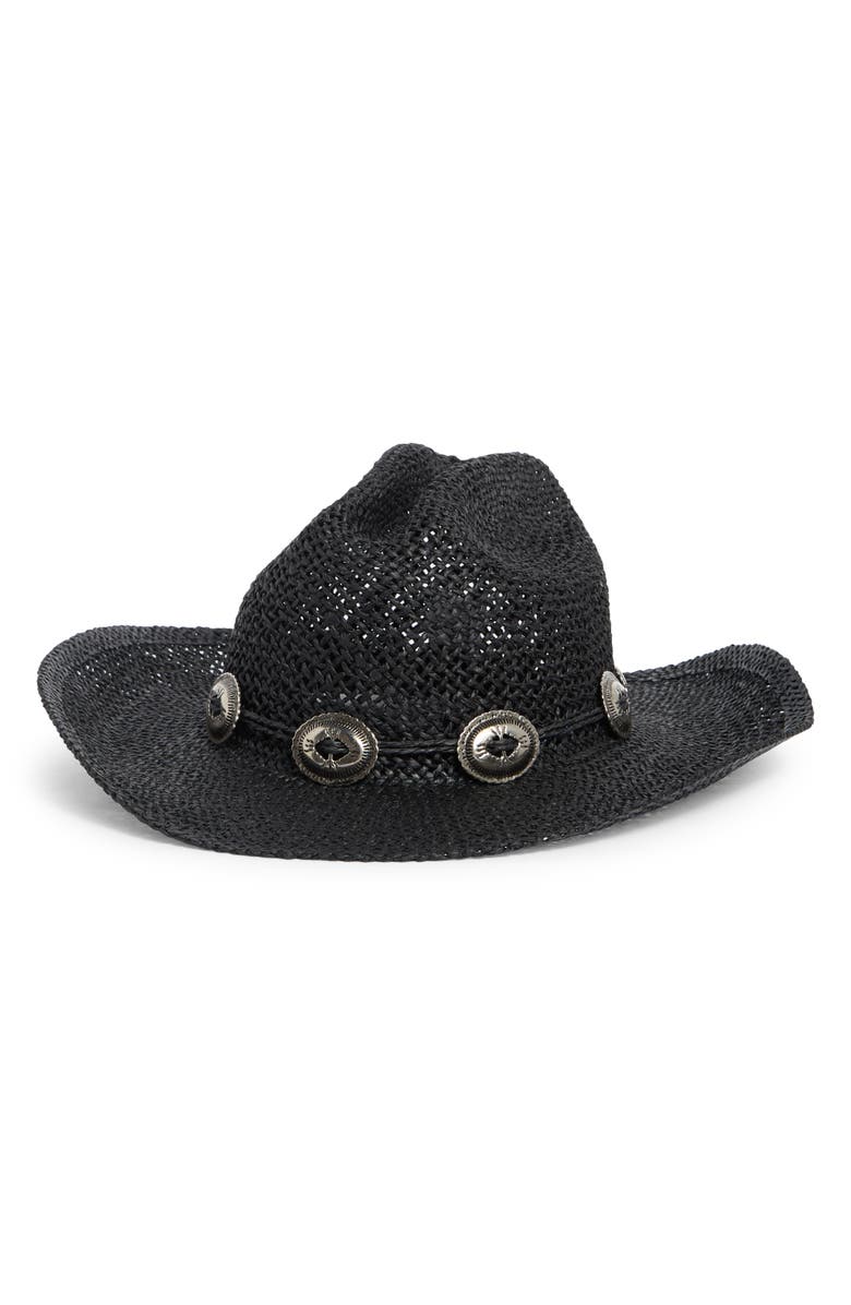 BP. Boho Straw Cowboy Hat, Main, color, Black