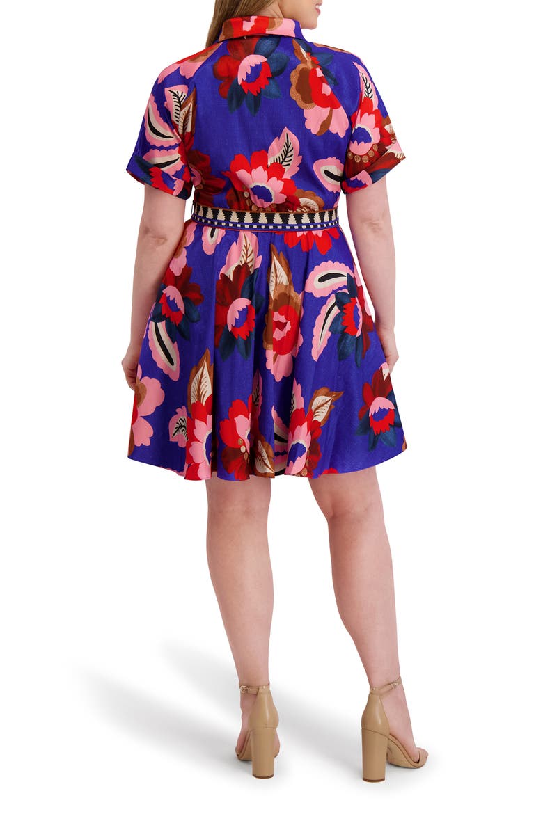 Printed Belted Shirtdress, Alternate, color, COBALT
