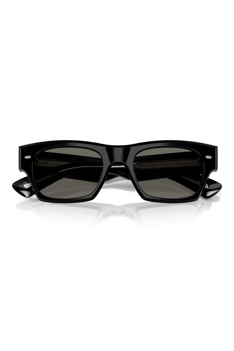 Kasdan 51mm Rectangular Sunglasses, Alternate, color, BLACK / CARBON GREY