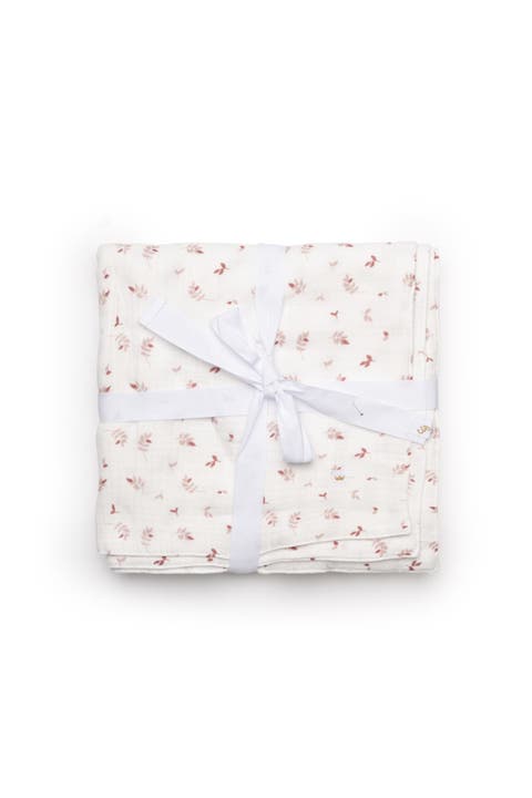 Girl Leaves Print Gauze Muslin Blanket (Baby)