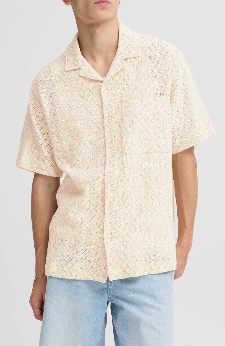 !SOLID Teagan Short Sleeve Button Up Shirt, Main, color, Oatmeal