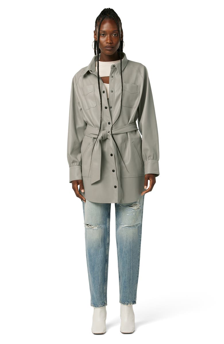 Hudson Jeans Long Sleeve Faux Leather Mini Shirtdress, Alternate, color,