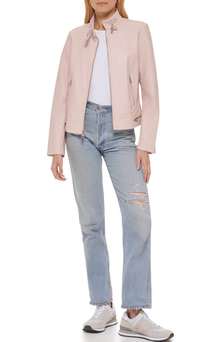 Levi's <sup>®</sup> Women's Faux Leather Racer Jacket, Alternate, color, Peach Blossom