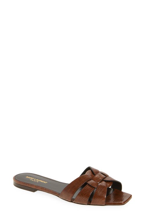 Saint Laurent Tribute Suede Flat Slide Sandals