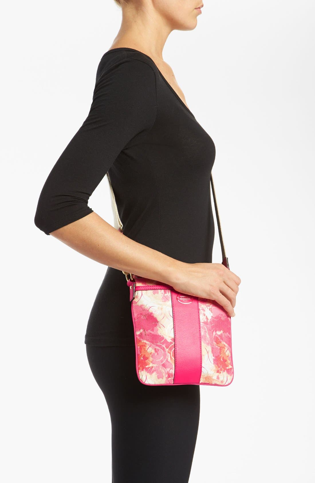 'Swingpack' Floral Print Crossbody Bag, Alternate, color, CORAL MULTI