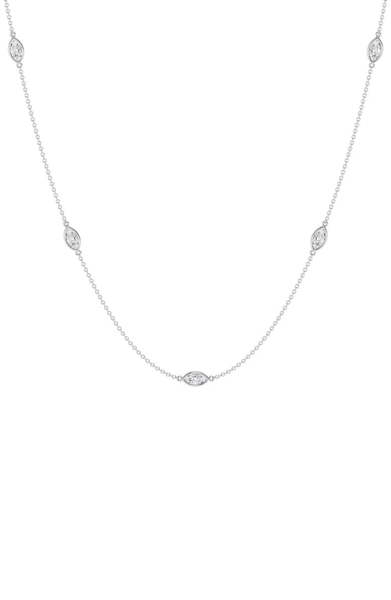 Everyday By HauteCarat Marquise Cut Lab Grown Diamond Station Necklace, Alternate, color, 