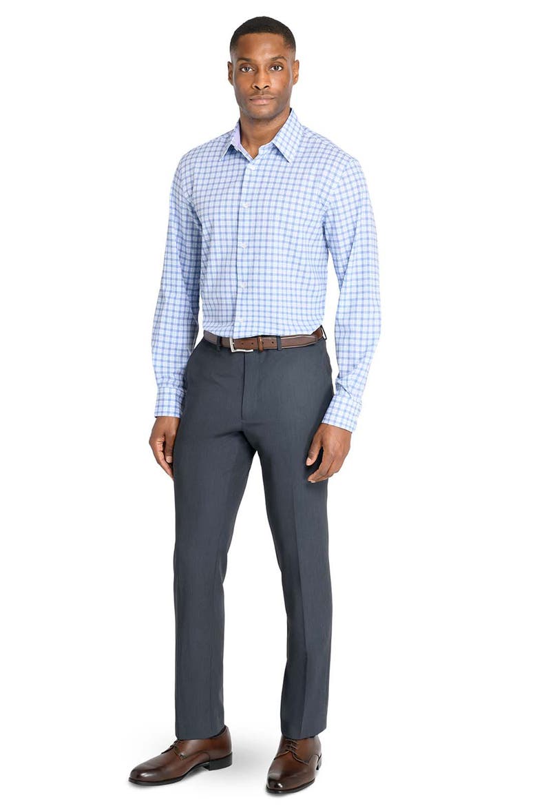 Regular Fit Plaid Performance Dress Shirt, Alternate, color, WHITE/ PURPLE