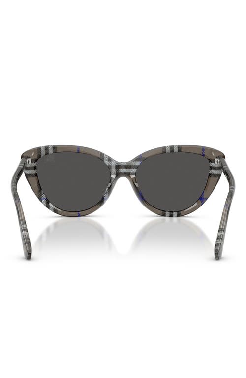 Burberry 55mm Cat Eye Sunglasses In Check Lichen/dark Grey
