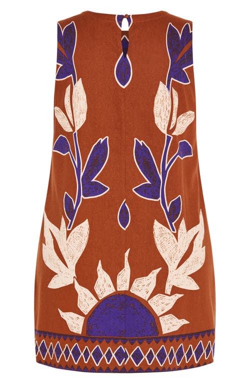 City Chic Nala Print Sleeveless Minidress In Brown