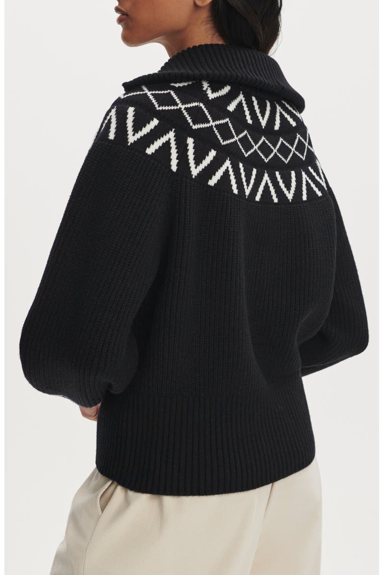 Sigrid Fair Isle Half Zip Sweater, Alternate, color, BLACK