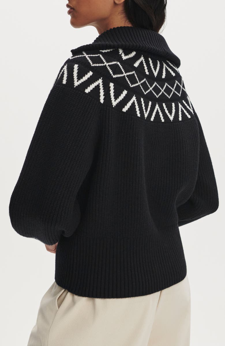 Varley Sigrid Fair Isle Half Zip Sweater, Alternate, color, Black